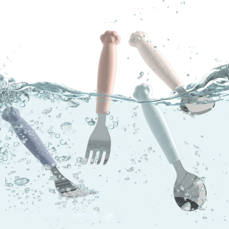 

Tableware Cartoon Kids Spoon Fork Set Dessert Spoon for Children Fork Baby Gadgets Feed Kid Children's Cutlery for Kids Boxless