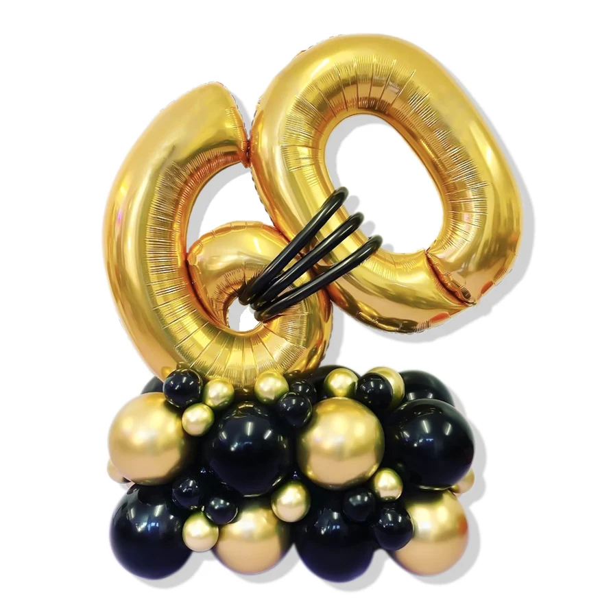 

32inch Gold Black Number Foil Balloons Birthday Balloons Set Adult Birthday Party Decorations Digit Balloons Stand Column