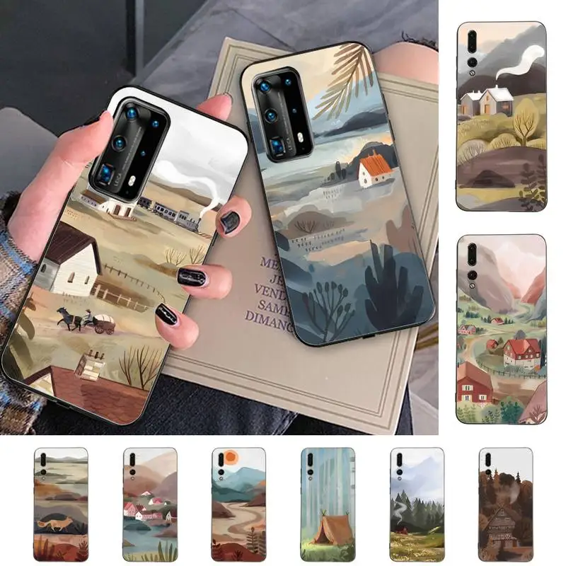

Watercolor Painting Phone Case for Huawei P30 40 20 10 8 9 lite pro plus Psmart2019