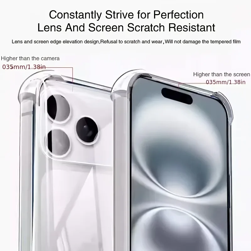 Фото Ультратонкий прозрачный чехол для iPhone 17 Pro Max, мягкий TPU-чехол для iPhone 17 Pro Max, ударопрочная прозрачная задняя Чехлы, чехол на айфон 17 про макс №4