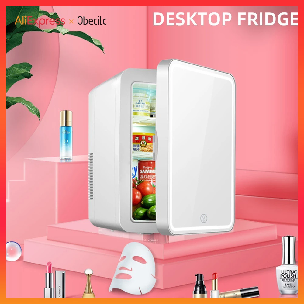 8L Large Space Beauty Refrigerators Portable Mini Cosmetic Refrigerator With LED Mirror Car Fridge Double Door Travel Fridge