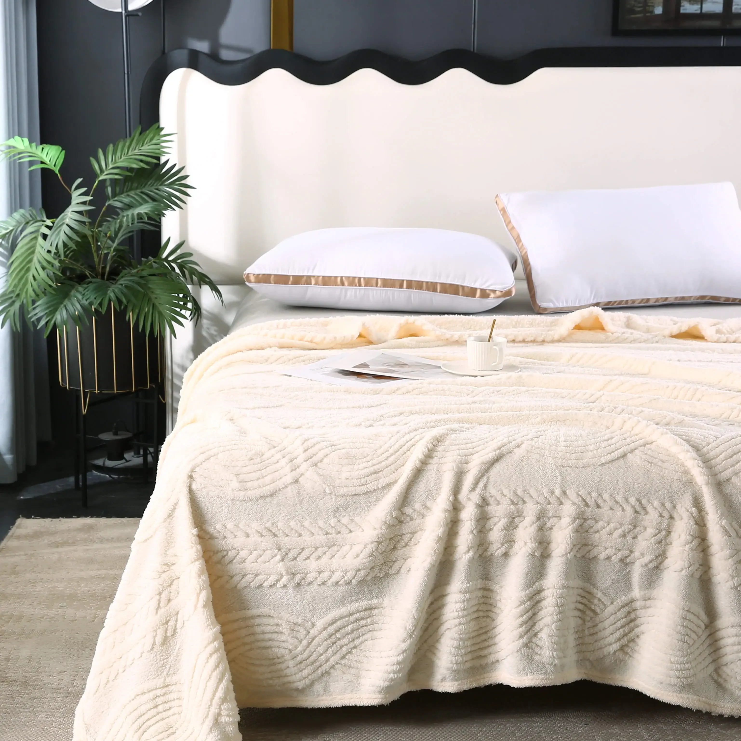 Простое однотонное резное одеяло весна-зима мягкое теплое покрывало домашний