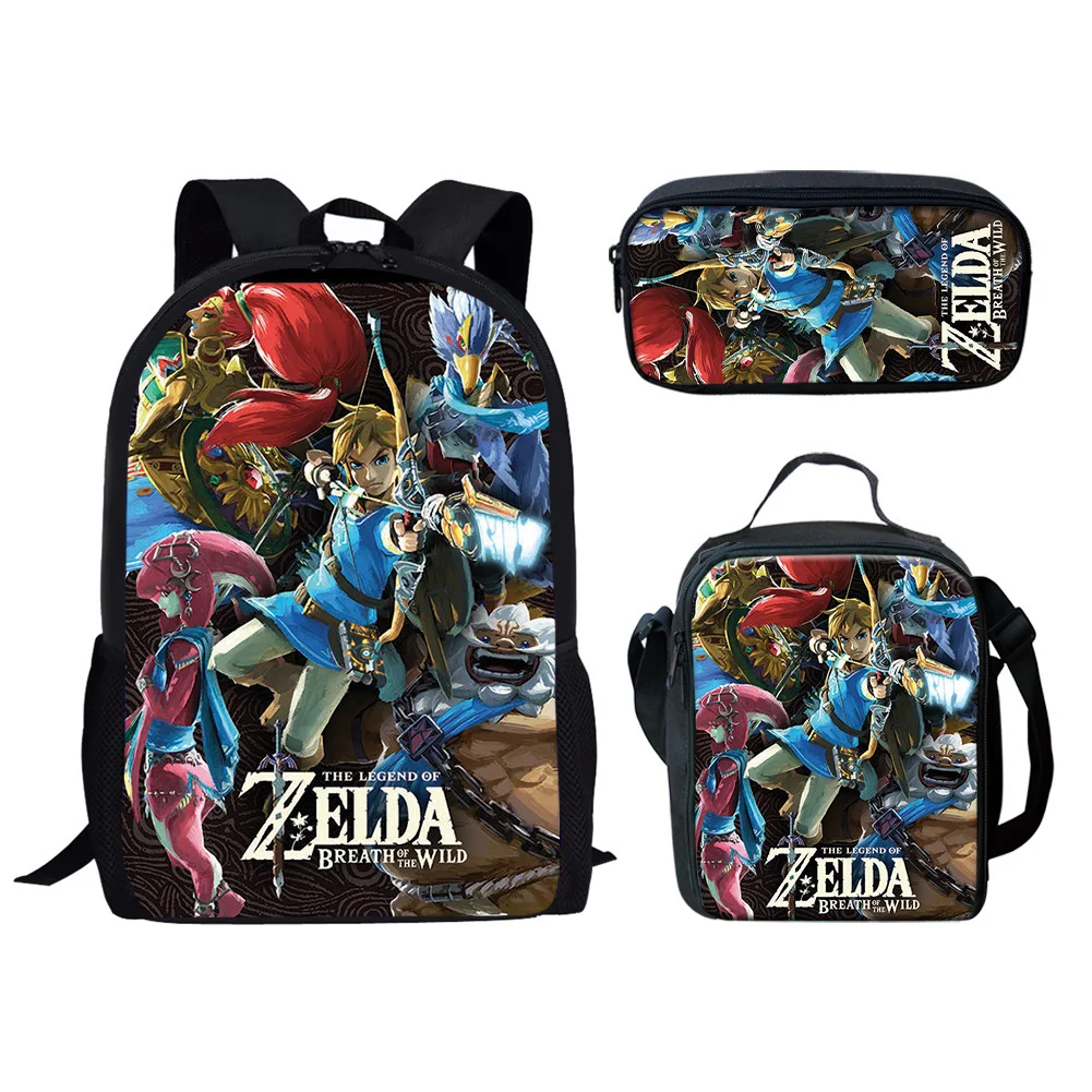 

3Pcs/set School Bags For Teenager Girls Boys Zelda Breath of the Wild Kids Backpack Children Bookbag Travel Bags New