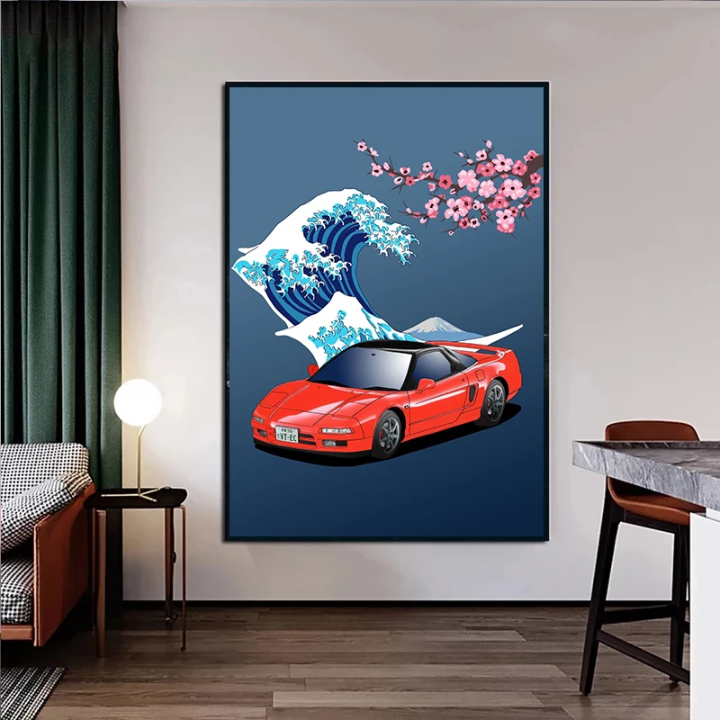 Фото Ретро постер Porsche Carrera RS Turbo | Mazda Mx5 Na Miata Honda NSX Classic Car Домашний декор холст настенная