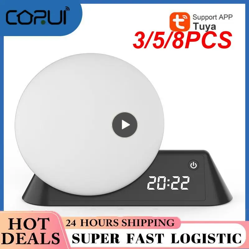 

3/5/8PCS For Bedroom Nightlight Clock 10 Colors With 15 Soothing Sound Led Night Light Works With Alexa Google Home Tuya App