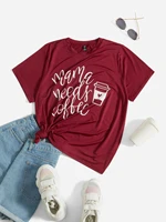 plus size women tops o neck sexy coffee tees kiss lip funny summer female soft t shirt lips watercolor graphic t shirt