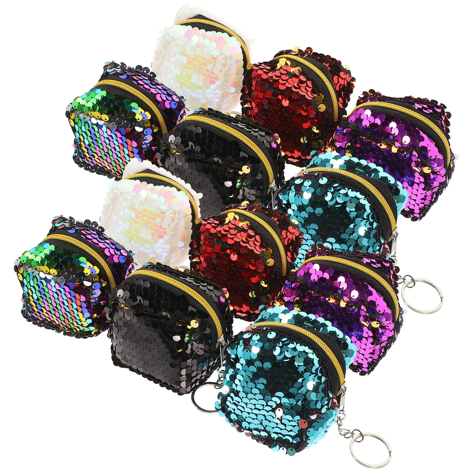 

12 Pcs Coin Purse Small Bag Glitter Change Storage Supple Ladies Backpack Square Pouch Sequin