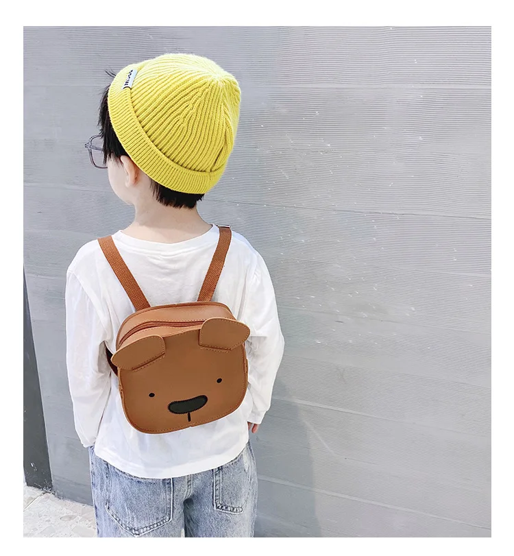 PU Leather Children's Mini School Bag Cute Bear Backpack for Kindergarten Boys Girls Knapsack Baby Kids Accessories Handbags