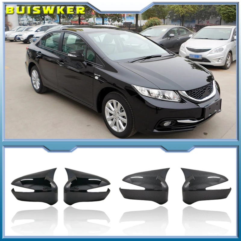 

For Honda Civic 8th gen 2006-2012 Car Rearview Mirror Cover Side Wing Protect Frame Covers Carbon Fiber Style Trim Shell