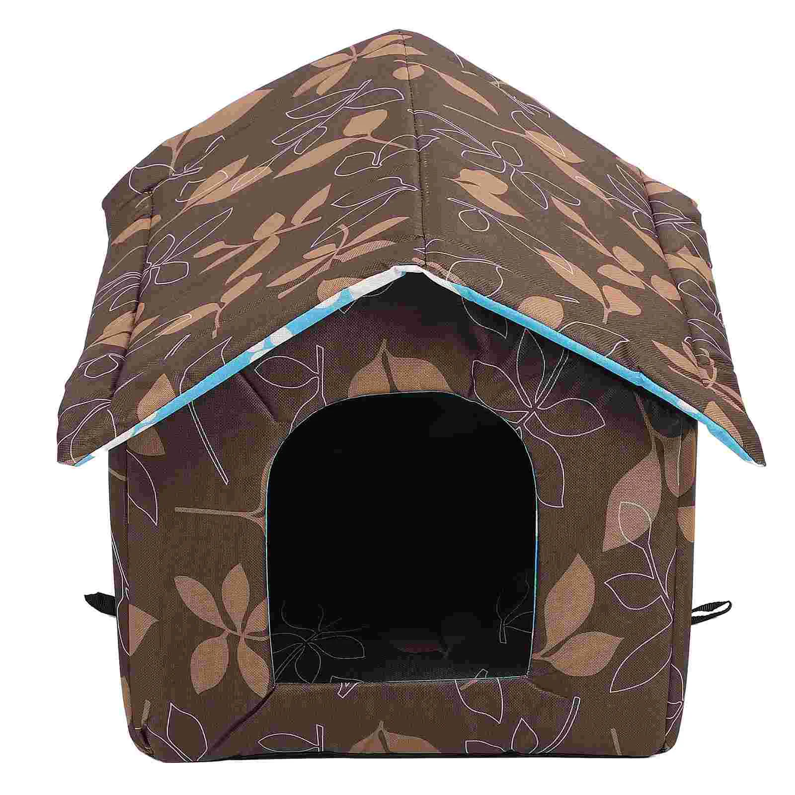 

Pet Bed Tent Warm Cat House Outdoor Half Closed Sponge Weatherproof Nest Sleeping