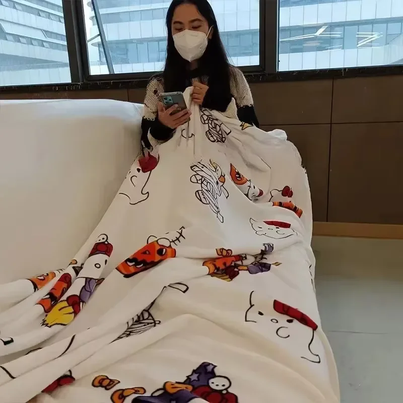 Хэллоуин одеяла Hello Kitty Sanrio декор для детской зимней подстилки одеяло фланелевые