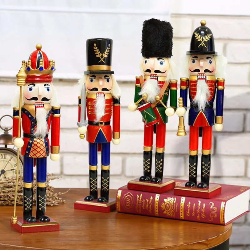 

30CM Nutcracker Wooden Soldier Doll Vintage Puppet Creative Handicraft Figurines Party Gift Christmas Decoration Home Ornament