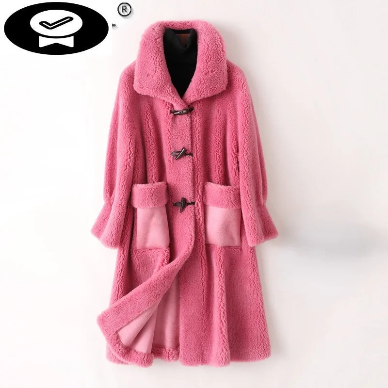 Jackets Winter Sheep Shearling 2023 Long Fur Coat Female Women Wool Casual Coats Women's Clothing Jaqueta Feminina Gxy177