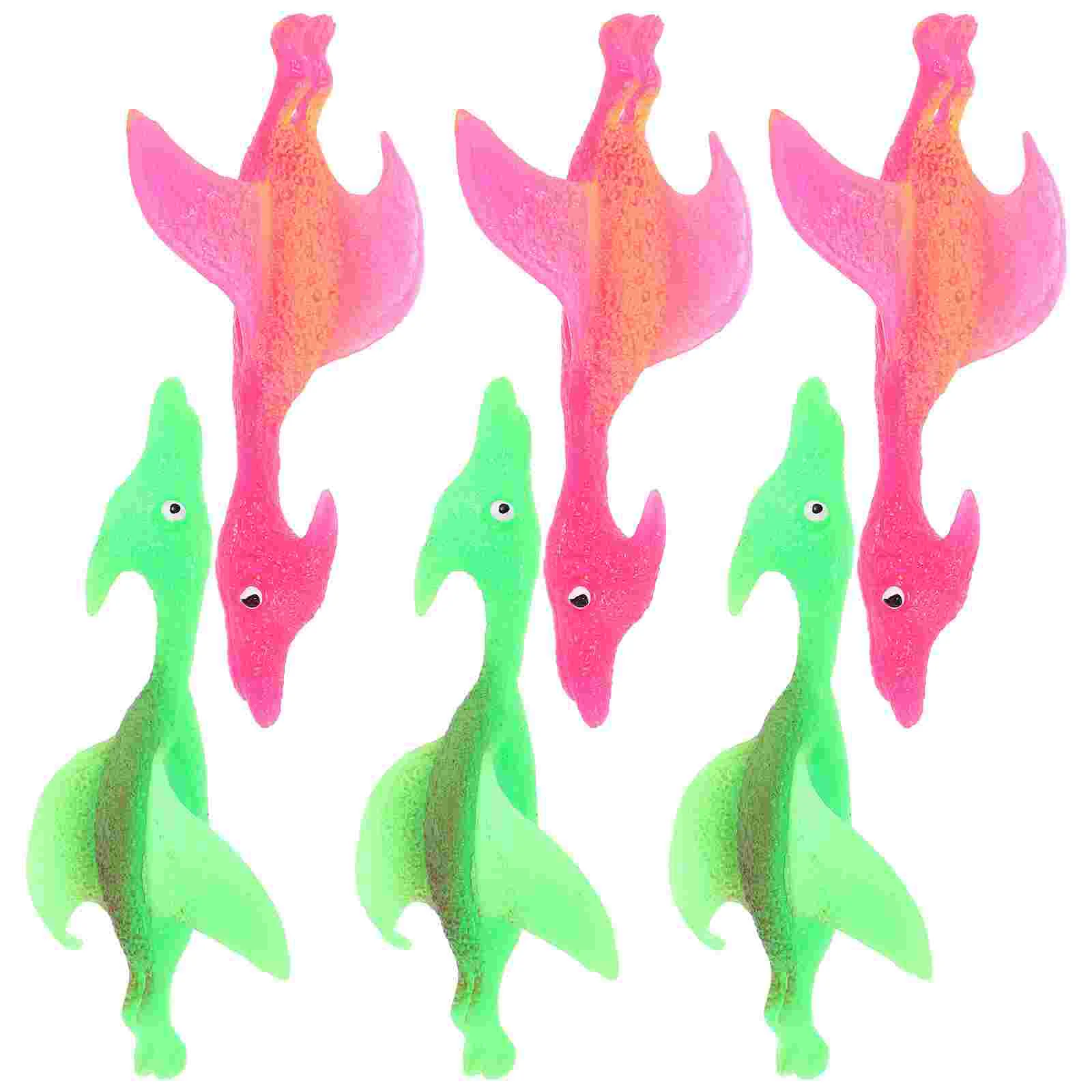 

6 Pcs Toys Finger Flying Dinosaur Elastic Stretchable Animal Slingshot Playthings Tpr Child Flick