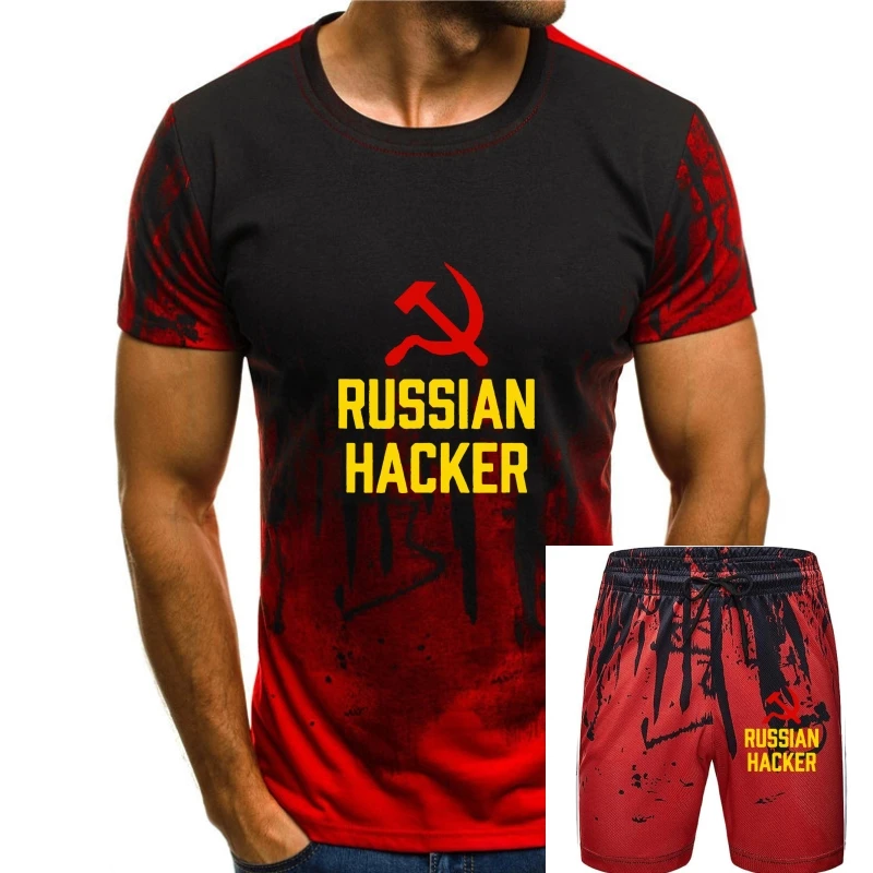 

Russian Hacker Kgb Hammer Sickle Emblem Soviet T-Shirt Hot Summer Clothing Cotton Men T-Shirt High Quality Men Cool Tees Tops
