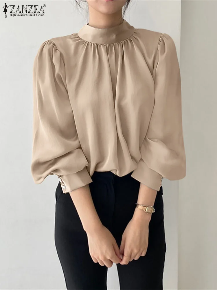 

Блузка ZANZEA женская оверсайз с длинным рукавом и воротником-стойкой, 2023