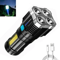 multifunctional 4coreled super bright flashlight outdoor rechargeable p1000 battery display camping light long range night lamp