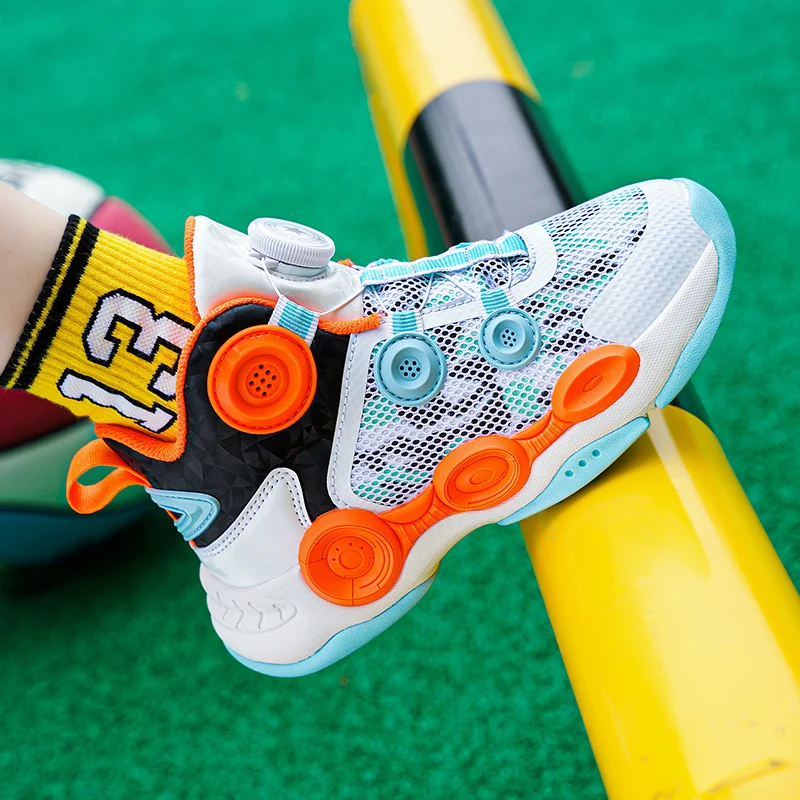 

Children Basketball Shoes Breathable Basketball Sneakers Anti-Slip Boys High-top Sneakers Shock-Absorbant Girls Athletic Shoes