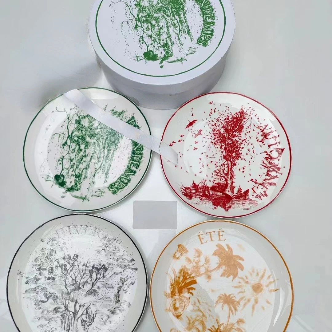 

New European-Style Ceramic Plate Western Food Retro Exquisite Disc Tableware Combination Beautiful Plate Cup Set