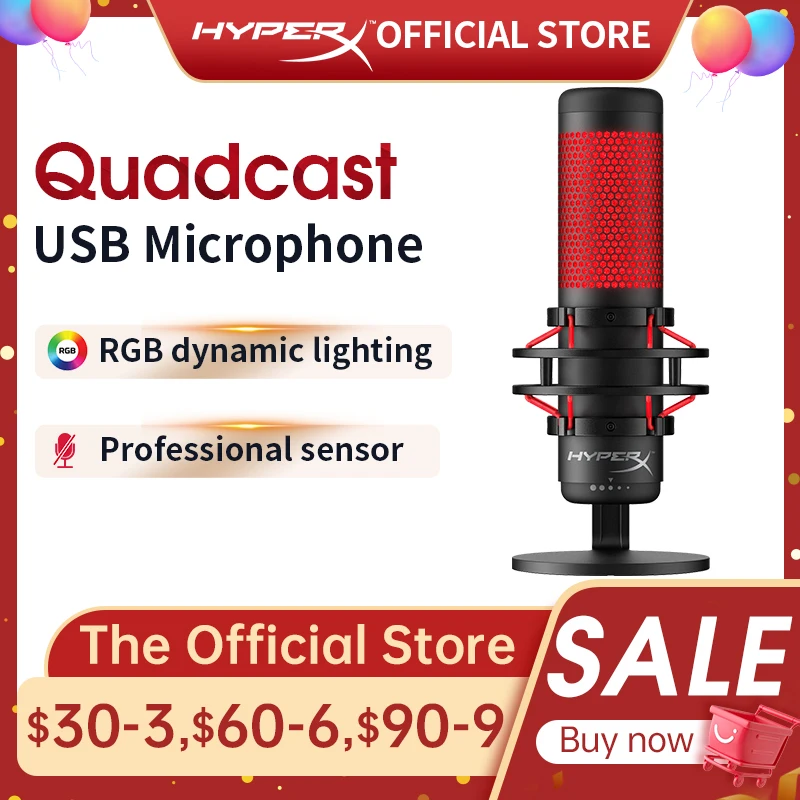 Оригинальный игровой микрофон HyperX quadcast для записи и потоковой передачи на ПК Mac