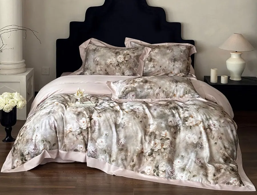 Постельное белье NoEnName_Null тенсельный хлопок американский стиль розово-фиолетовый