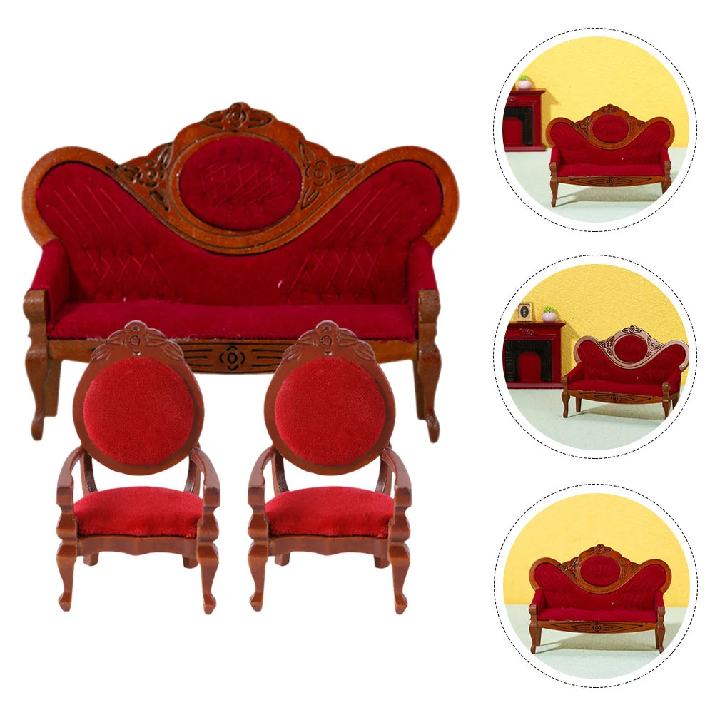 

3 Pcs Peach Armchair Adorable Tiny Couch Mini Sofa Figurine House Accessories Accessory Pocket Supplies