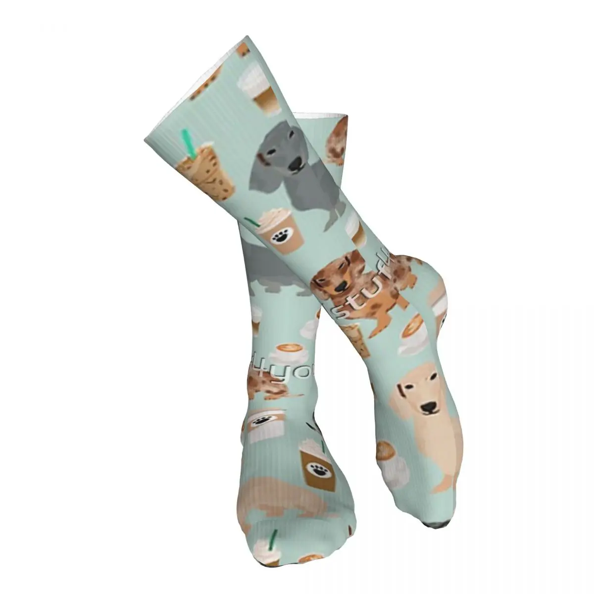 

Dachshund Dog Cartoon Funny Lunch Adult Stockings Not Easy to Pilling For Daily Matching Thigh High Socks Bright Colours