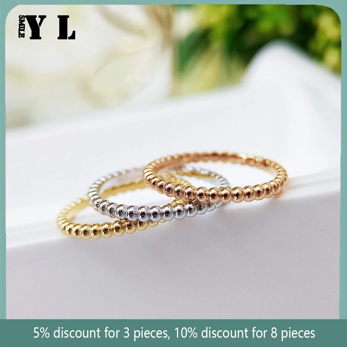 

925 Sterling Silver Single Ring Bead Ring Women's Simple and Versatile European and American Fashion Brand Jewelry