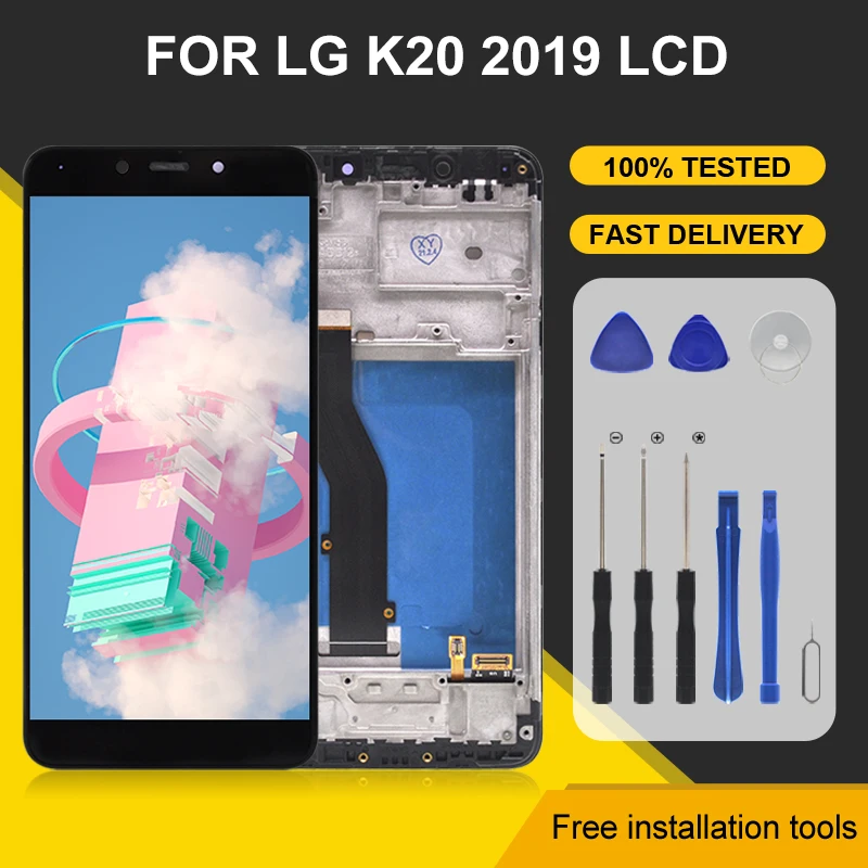 Дисплей 5,45 дюйма K8 Plus для LG K20 2019, ЖК-дисплей с сенсорной панелью и цифровым преобразователем в сборе, бесплатная доставка с инструментами, 1 шт.