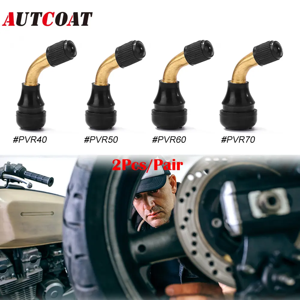 2 шт., изогнутый стержень клапана PVR70 PVR60 PVR50 PVR40, под углом 45 градусов, латунный стержень, защелкивающаяся резиновая основа, бескамерный обод шины для мотоцикла