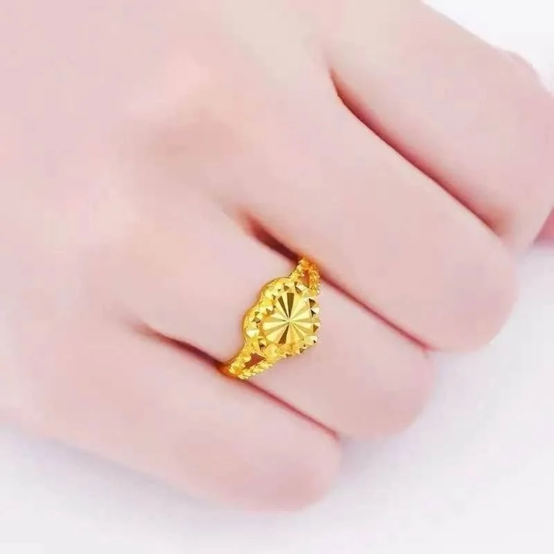 

Гонконгская копия, 100% натуральное золото, 24k, женское регулируемое кольцо с надписью Love, подарок для матери, женские подарки