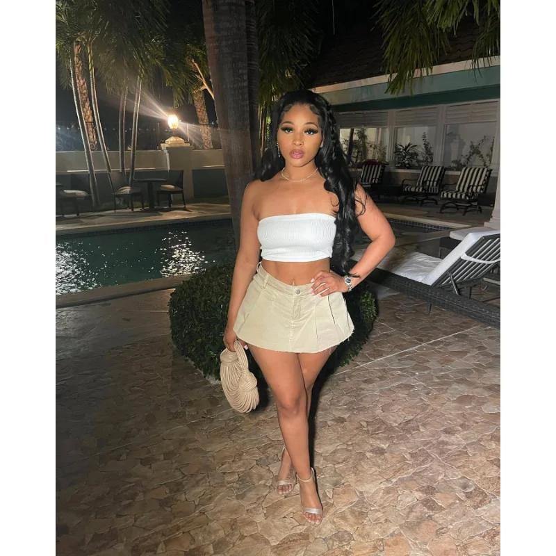 Women Shorts Streetwear Denim High Waisted Pleated Skirts Y2k Style Club Wear 2023 Summer Jeans Sexy Cargo Mini Skirt