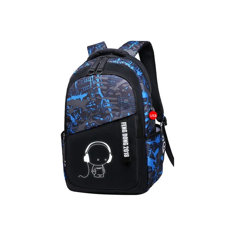Boys School Bag with USB Charging Waterproof Large Kawaii Backpack Teenagers High School Back Pack Boys Student Bags Mochilas