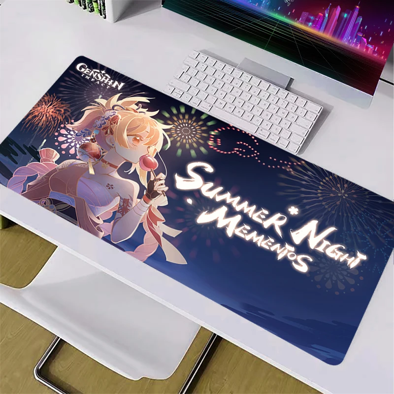 

Игровой коврик для мыши Genshin Impact 900x400 HD, большой коврик для мыши для домашнего стола, крутые мягкие Аксессуары для ПК, Противоскользящие ковр...