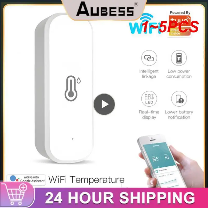 

Умный датчик влажности и температуры Tuya Wi-Fi/ZigBee, 1 ~ 5 шт., датчики температуры для умного дома, работает с умным ассистентом Alexa