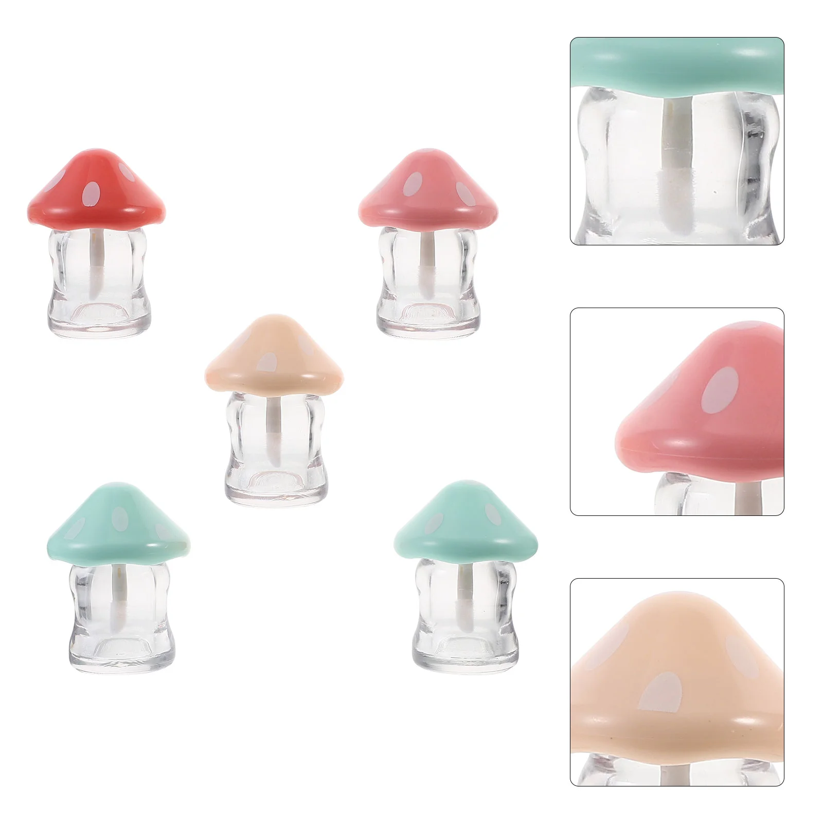 

5 Pcs Mushroom Lip Glaze Tube Empty Gloss Tubes Wand Container Clear Bottle Balm Starter Kit Small Business Bulk