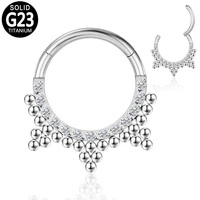 g23 titanium septum piercings 16g nose ring for women men aaa cubic zircon body clips hoop tragus cartilage earrings jewelry