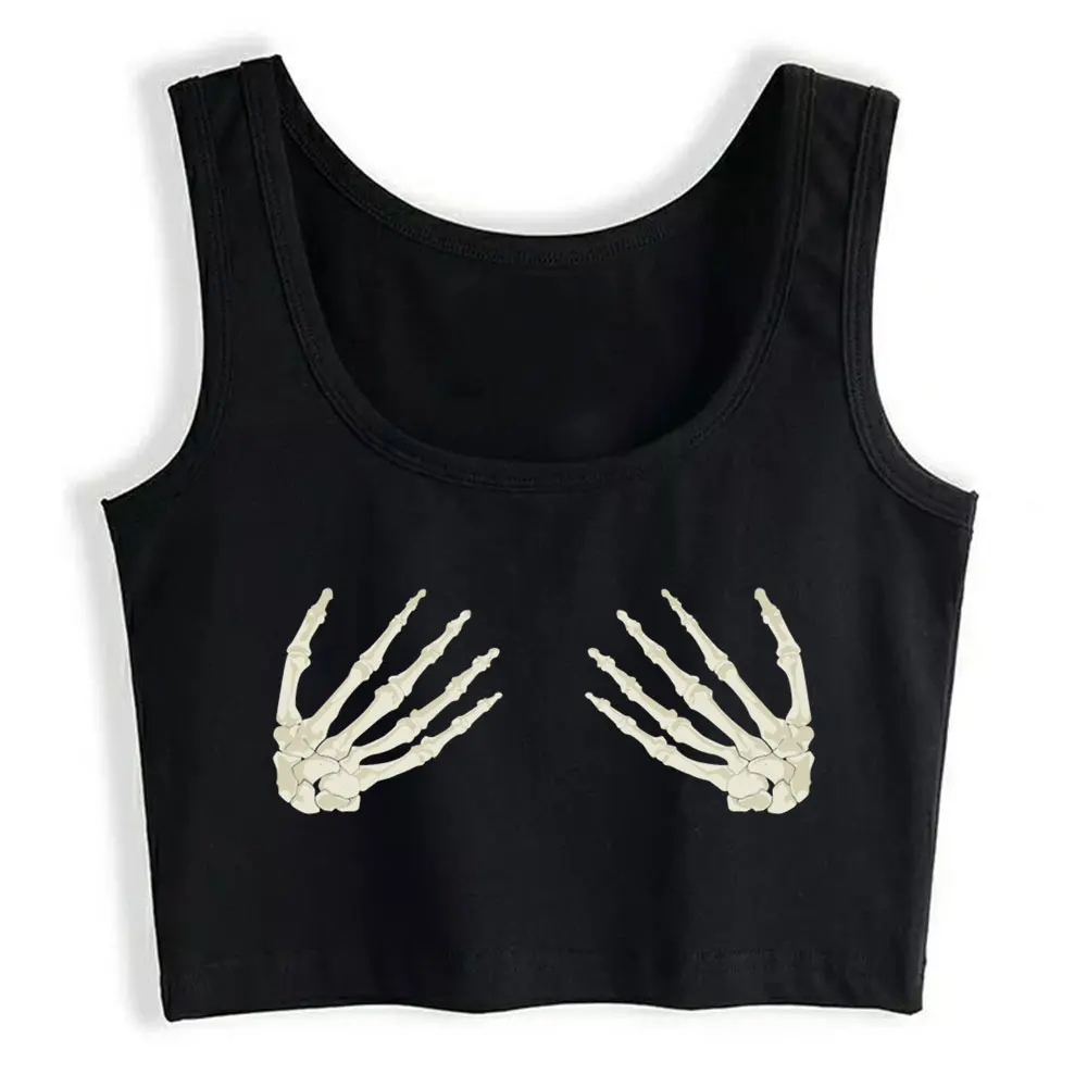 Фото Кроп-топ Boho Skeleton Hand Beha Zomer Harajuku Custom Y2k, женские топы, женские топы, модные летние майки для спортзала №1