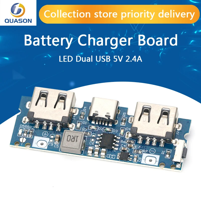 Micro/Type-C USB 5V 2.4A Dual USB 18650 Boost Battery Charger Board Mobile Power Bank Accessories For Phone DIY