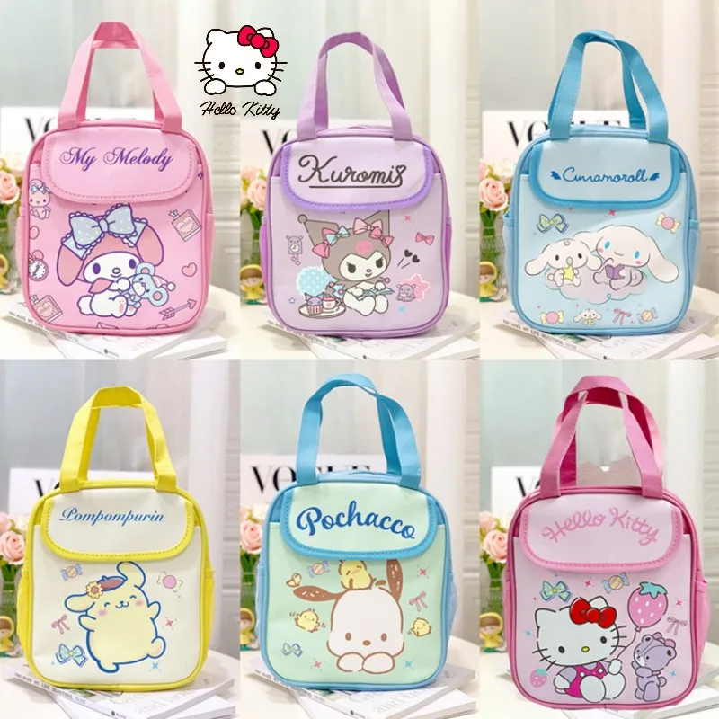 

Hello Kitty Kawaii Tote Bag Cinnamoroll Melody Kuromi Ланч-бокс сумка аниме мультфильм большой емкости портативная сумка для хранения детский подарок