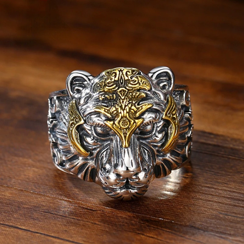 

Domineering Tiger Animal Rings for Men Women's Goth Punk Adjustable Finger Ring Motorcycle Party Jewelry Fashion Accessories