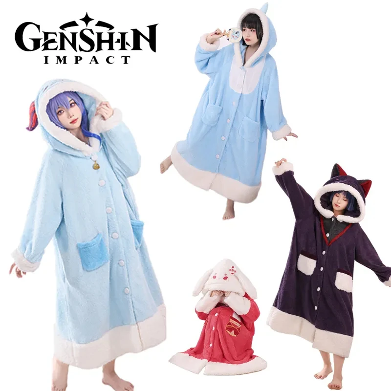

Пижама Game Genshin Impact Klee Zhongli Scaramouche Xiao Ganyu тартаглия Косплей унисекс Домашняя одежда зимняя длинная Пижама пальто