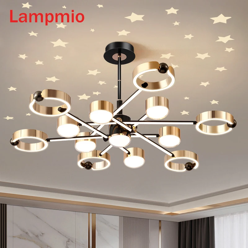 

Modern Dimmable Star Chandelier Lighting For Living Room Starry Sky Ceiling Lustres Tube Hanglamp Bedroom Dinning Chandeliers