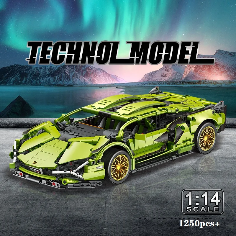 

Diy Bricks 1:14 Sian Lambor Sports RC Car 1250+PCS Model Building Kits Blocks Adult Toys Hobbies Display Case Chrismas Gifts
