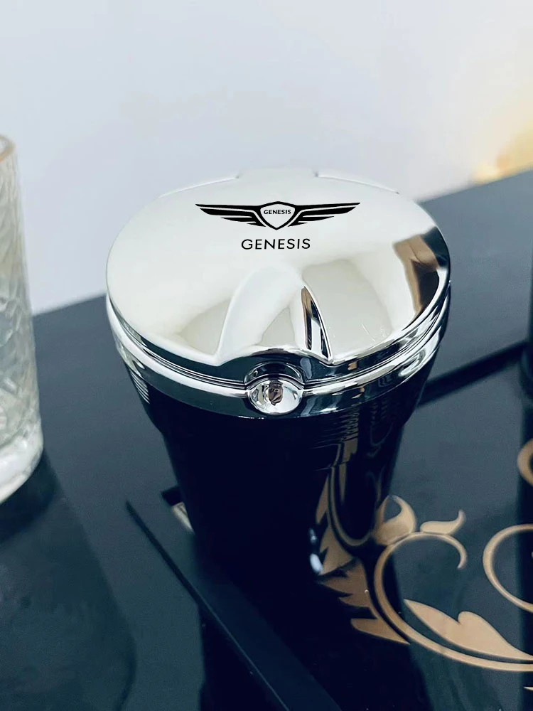 

With Led Lights Car Logo Creative Personality Ashtray For Hyundai Genesis Coupe G70 G80 g90 gv80 Emblem Car Interior Accessories