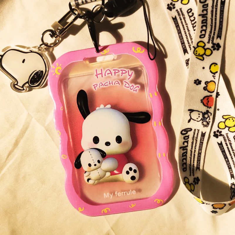 

Sanrio Cinnamoroll Card Cover Kawaii Pochacco Young Girl Heart Student Protective Case Card Sleeve Keychain Pendant Toy Gifts