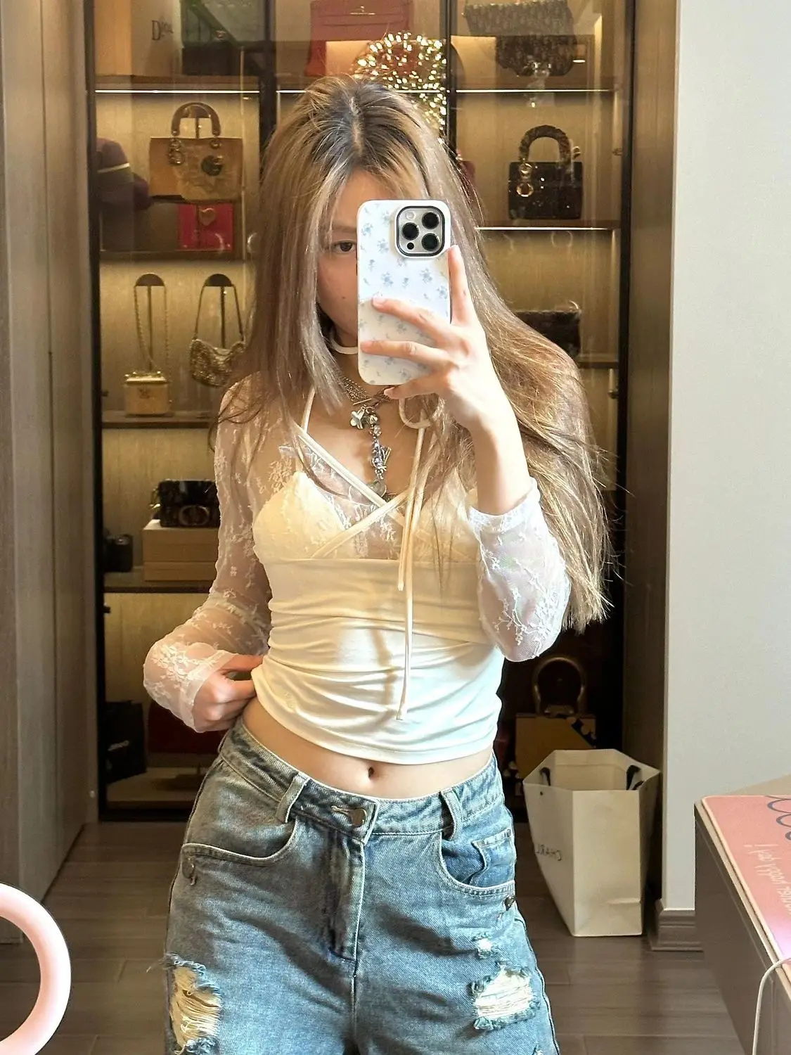 Женский Кружевной укороченный топ Y2k в стиле пэчворк винтажные облегающие