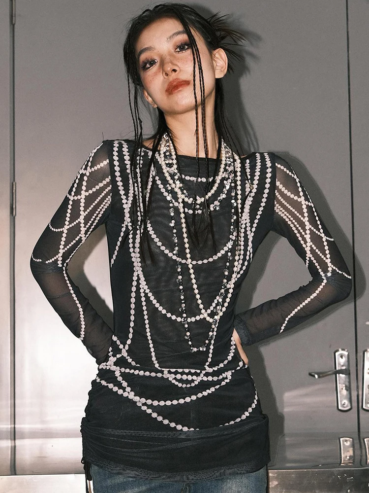 Женская футболка с принтом Bolopi длинным рукавом и графическим одежда Y2K 2023