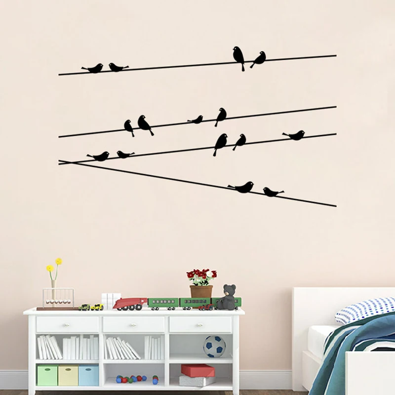 Birds Tree Branch Wall Stickers Black DIY Vinyl Removable Wall Stickers for Glass Window Door Bathroom Living Room Decor