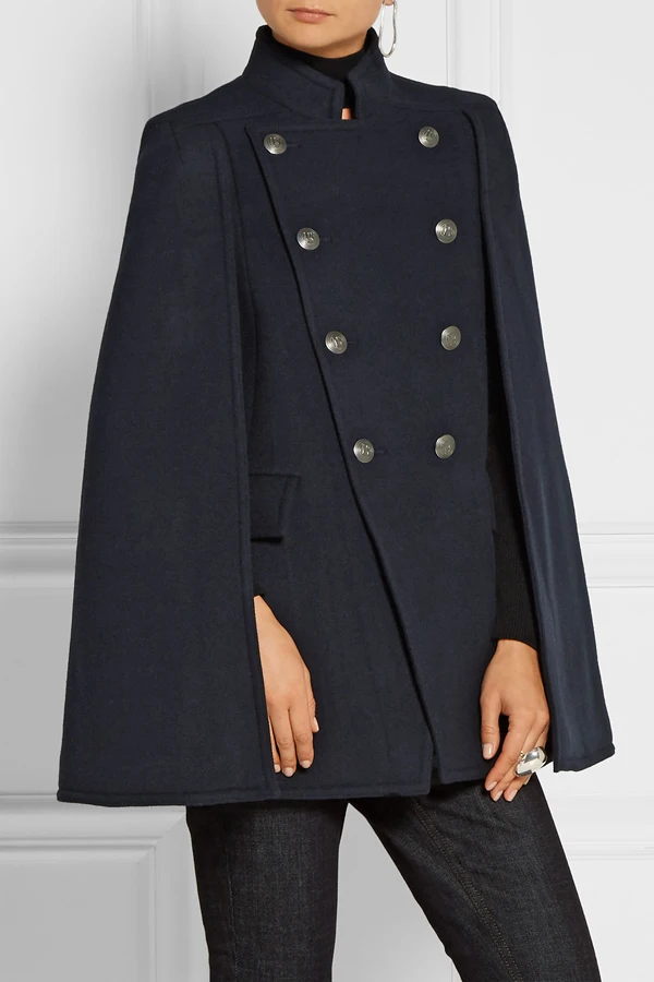 

UK 2020 Fall /Winter Newest Runway Designer Women Oversized Wool Poncho Navy Cape Coat Female Cloak manteau femme abrigos mujer